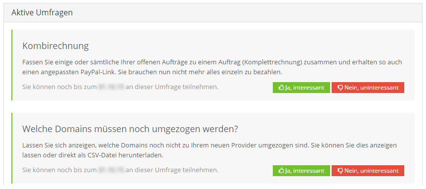 Umfrage im Kundenbereich