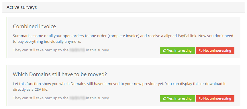 Sondaggio nell'area clienti